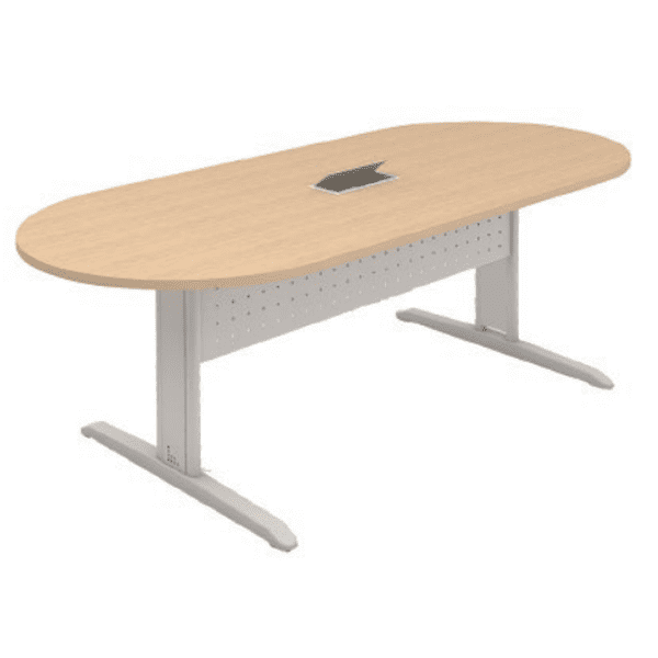 Mesa Reunião Oval Com Rasgo Para Caixa De Tomada - Frontal Aço 270 X 110 (RP)