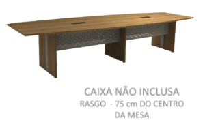 Mesa Reunião Semi Oval Bipartida C/ Rasgo P/ 2 Cxs Tomada - Frontal Aço 350 X 120 (ATT)